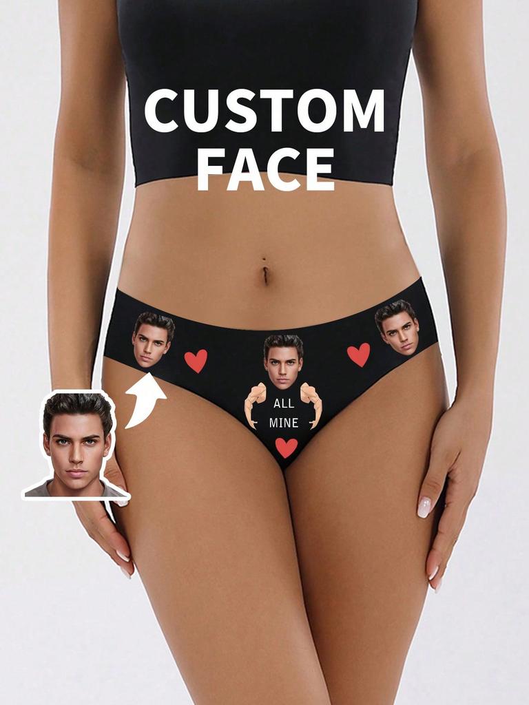 Women's Sexy Thong Panties Customized Portrait Printed Pattern Comfortable Panties Low Waist Thong