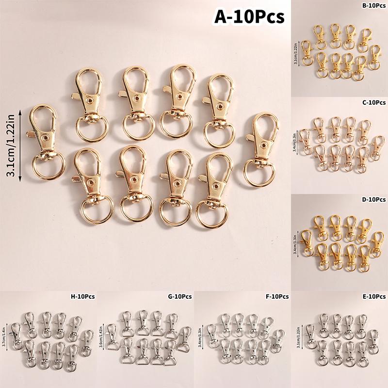 10Pcs Swivel Lobster Hook Clasp Keyring Snap Clasp Bag Jewelry Trigger Buckle