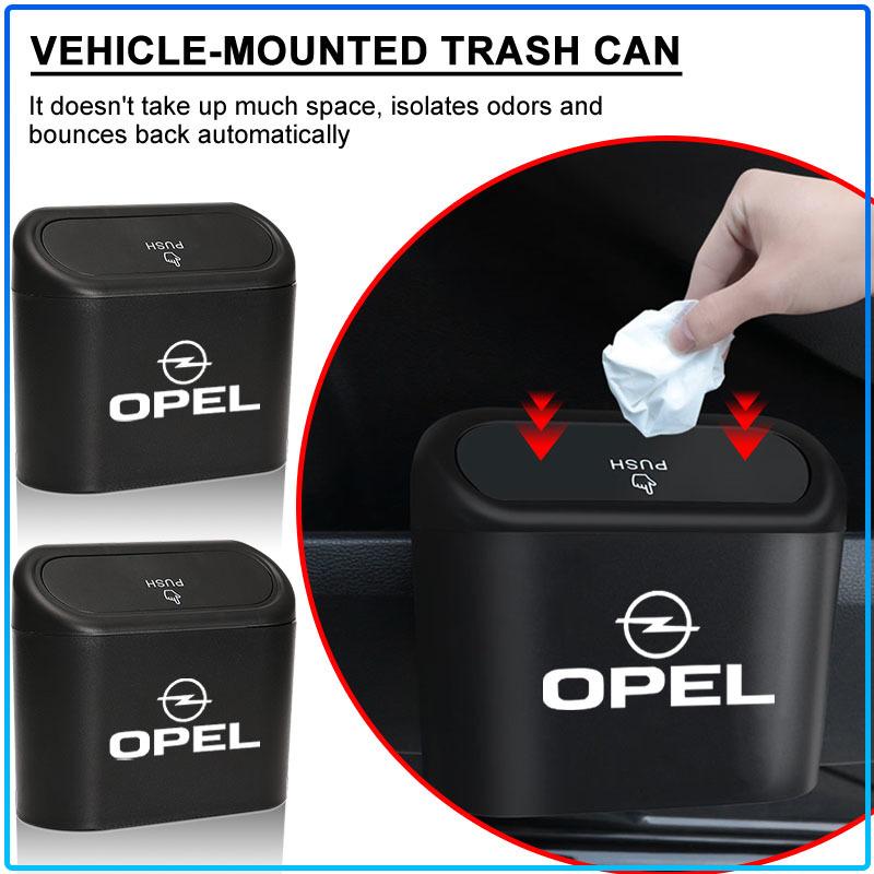 1Pcs Car Trash Can Storage Box Vehicle Garbage Dust Case Emblem For Opel Astra H G J Insignia Mokka Zafira Corsa Vectra B C D