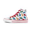 Chuck Taylor All Star Canvas Dinosaur Print Versatile Durable High-Top Kids Canvas Shoes Kids Sneakers White Red A00928C