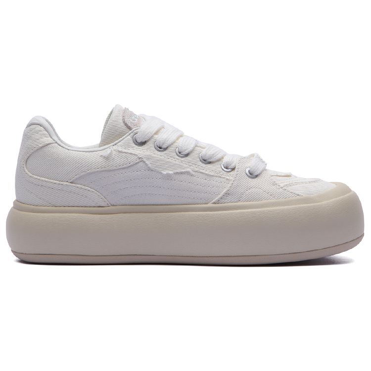 Li Ning Puff Platform Non-Slip Shock Absorbing Wear-Resistant Low-Top Sports Casual Shoes Women Sneakers Off-White AZGT026-4