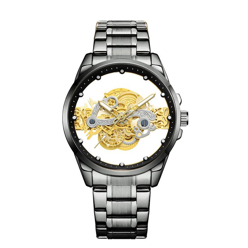 BK139 Двусторонний полый стальной ремешок Мужские часы Повседневные Модные Календарь Водонепроницаемые Кварцевые часы часы для мужчин