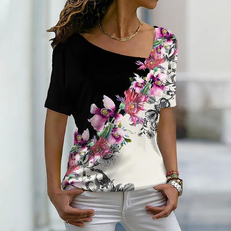 Летняя тонкая базовая повседневная футболка, элегантная женская популярная футболка с короткими рукавами и принтом, новая модная сексуальная уличная одежда XS-8XL