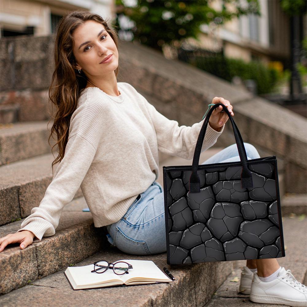 Cracked Pattern Tote Bag Large Capacity Shoulder Handbag for Daily Use