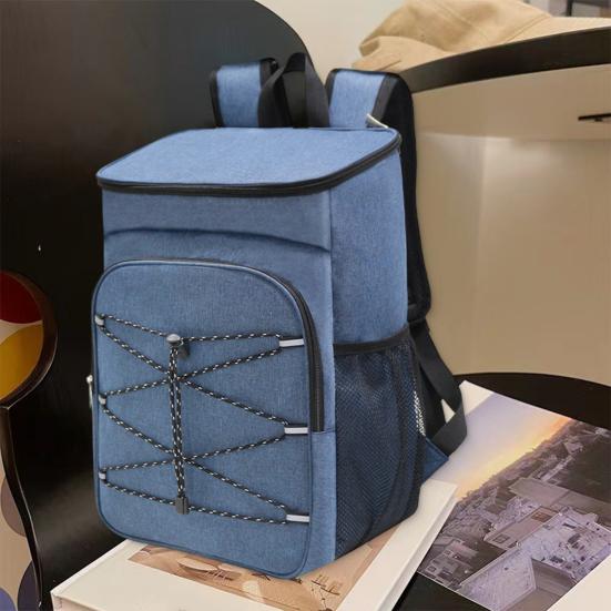 Picnic Bag Large Capacity Waterproof Oxford Cloth Cooler Bag with Adjustable Straps Side Mesh Pockets