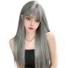 Hawkko Wig Long Straight Wig Full Wig Natural Cosplay Wig Small Face Popular Heat Resistant Wig Harajuku Style Fashion Net Included Women's (Silver