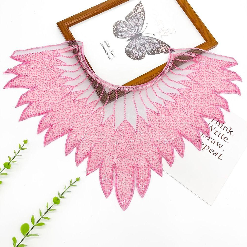 Блестящий кружевной вырез с аппликацией из бисера, нашивка на вырезе, имитация воротника, блестки, кружевной воротник, шитье