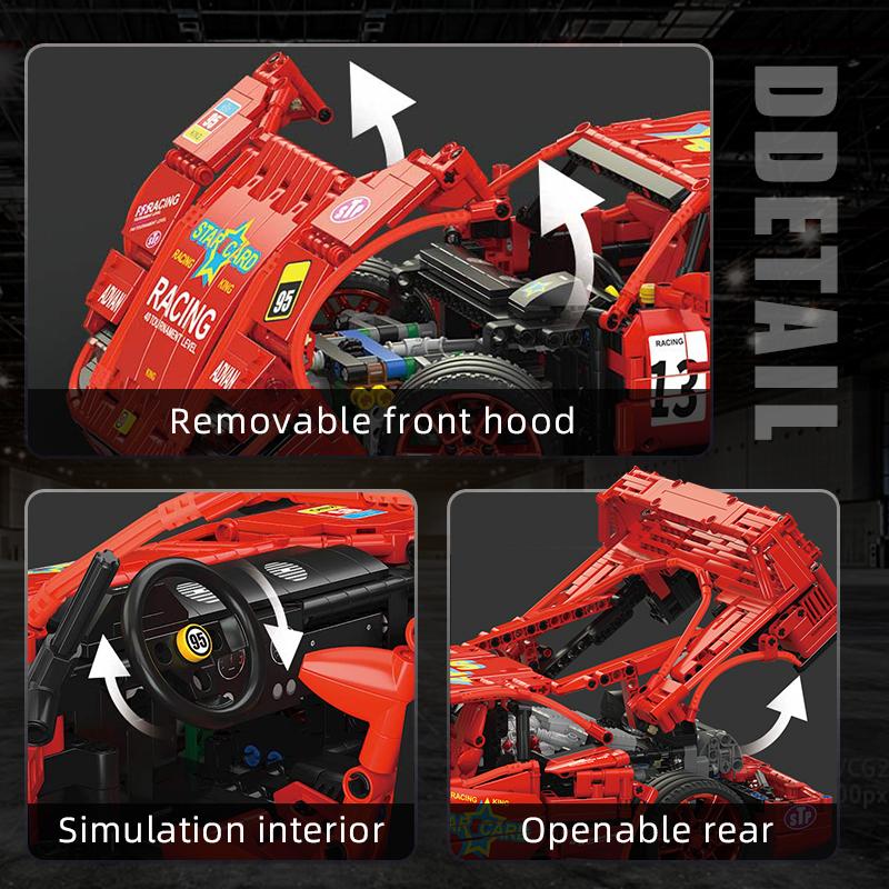 MOULD KING 13095 Техническая 1:10 Модель автомобиля APP RC F40 Супер спортивный автомобиль MOC-98701 Строительные блоки Кирпичи Игрушки Дети Подарки на день рождения