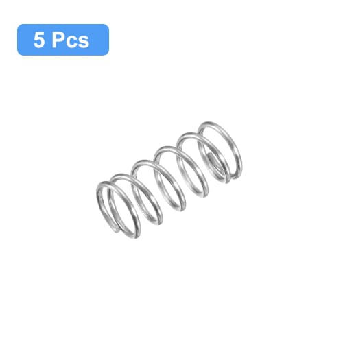 uxcell Compression Springs, 304 Stainless Steel, 10mm OD, 1mm Wire Diameter, 20mm Total Height, Silver Tone, Pack of 5