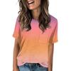 Women's Pocket Gradient Print Summer Short Sleeve Round Neck Casual Loose T-shirt Top