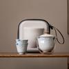 Ceramic hand-painted portable travel tea set, one pot and two cups of hand-held express cup, travel camping outdoor tea cup