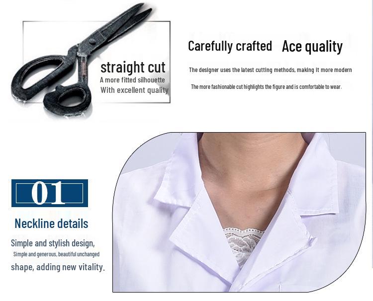 Женский белый халат с длинным рукавом для медицинского, сестринского и лабораторного использования