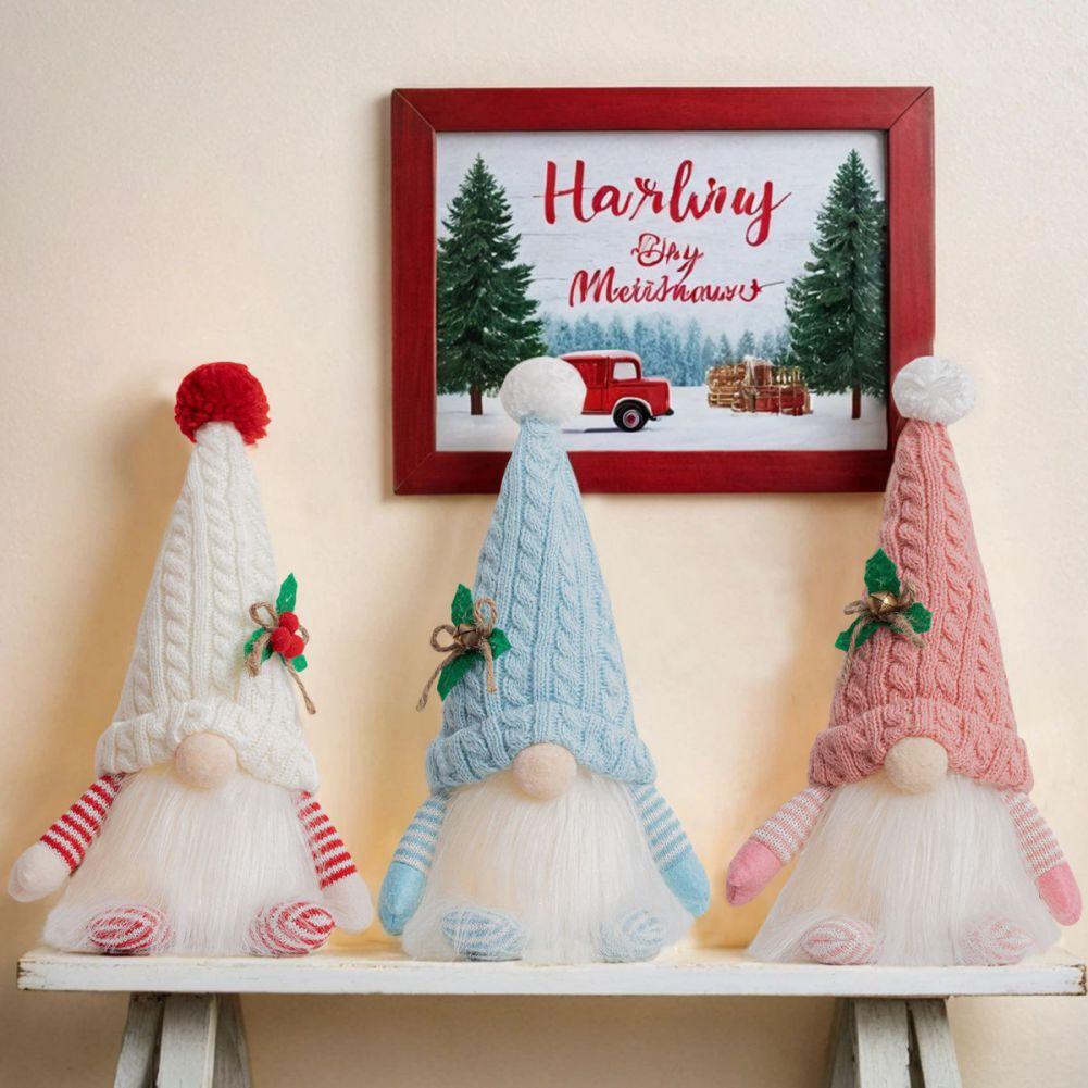 Faceless Dolls With Knitted Hat Christmas LED Luminous Forest Old Man With Lamp Pendant Decoration Faceless Doll Shining Pendant