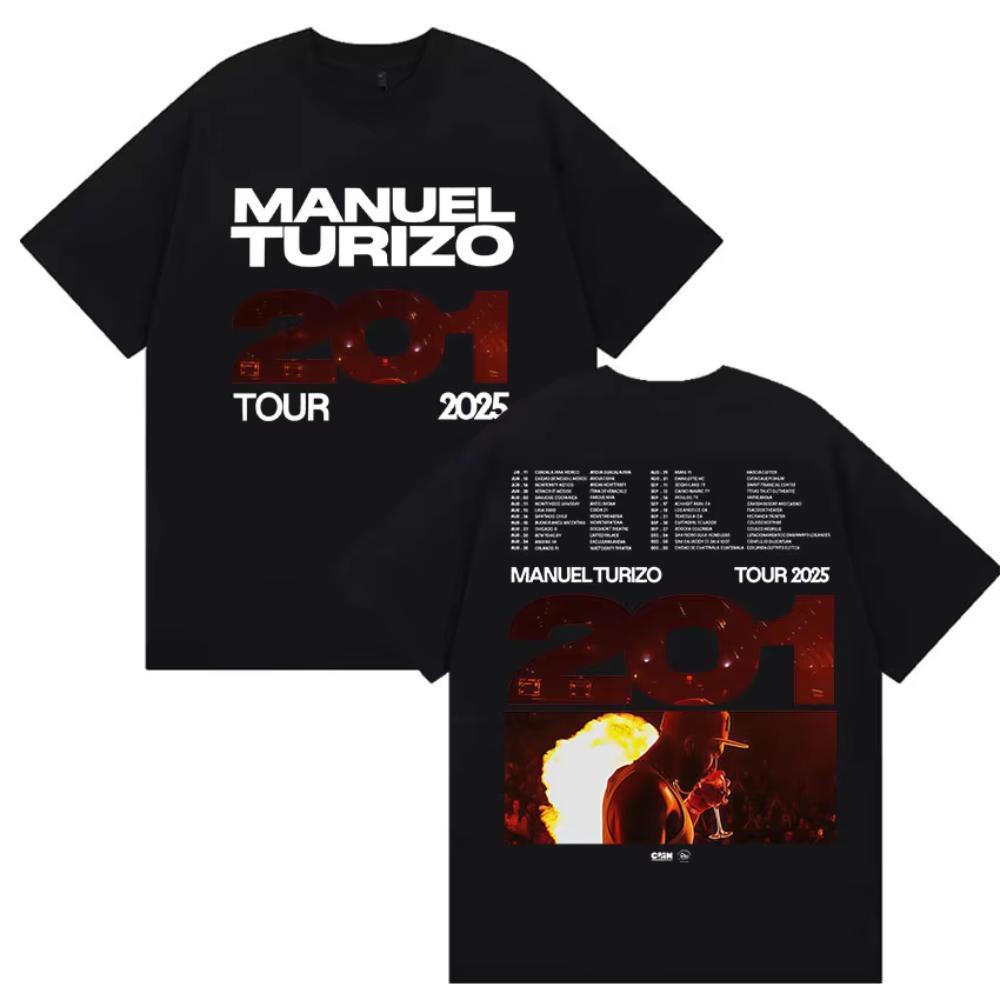 Rapper Manuel Turizo Tour 2025 Merch T Shirt Men's Retro Style Gothic Short Sleeve T-shirts Hip Hop Clothing Cotton Tops Tshirts