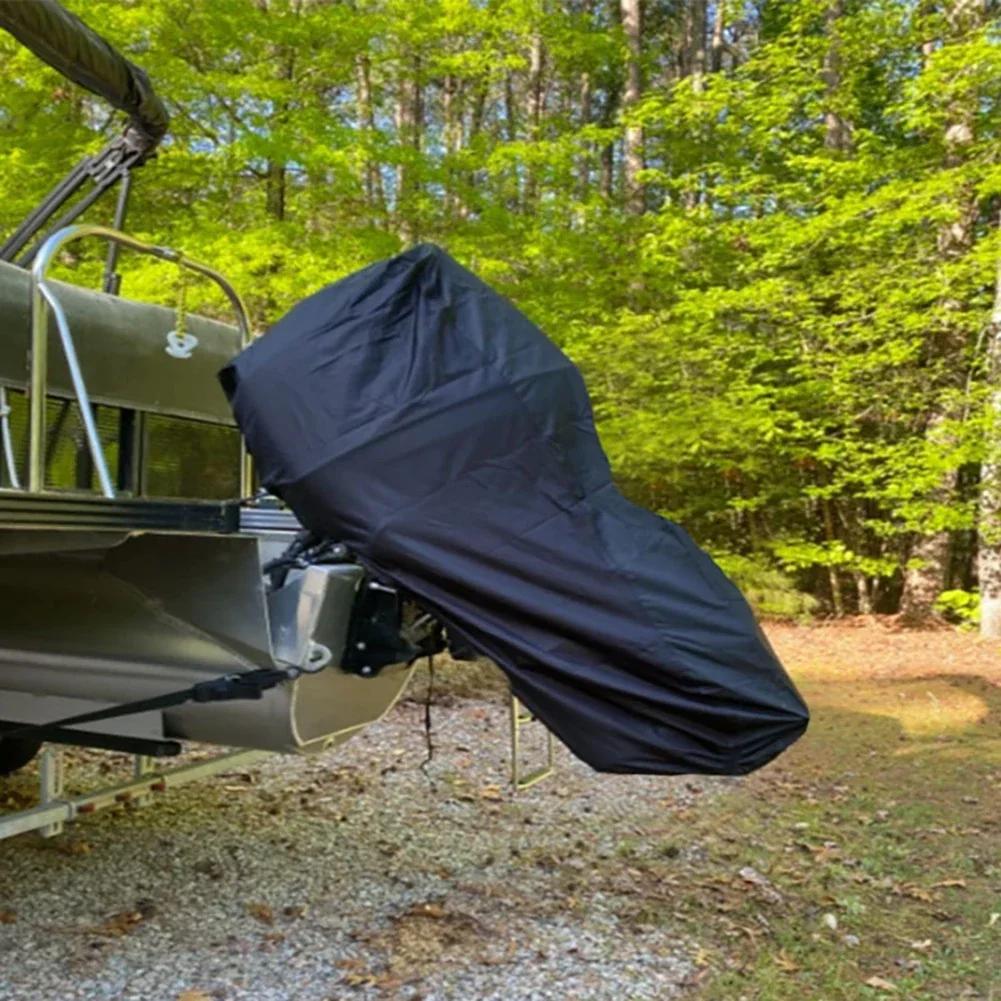 420D 6-225HP Yacht Full Outboard Motor Engine Boat Cover Anti UV Dustproof Cover Marine Engine Protection Waterproof Black