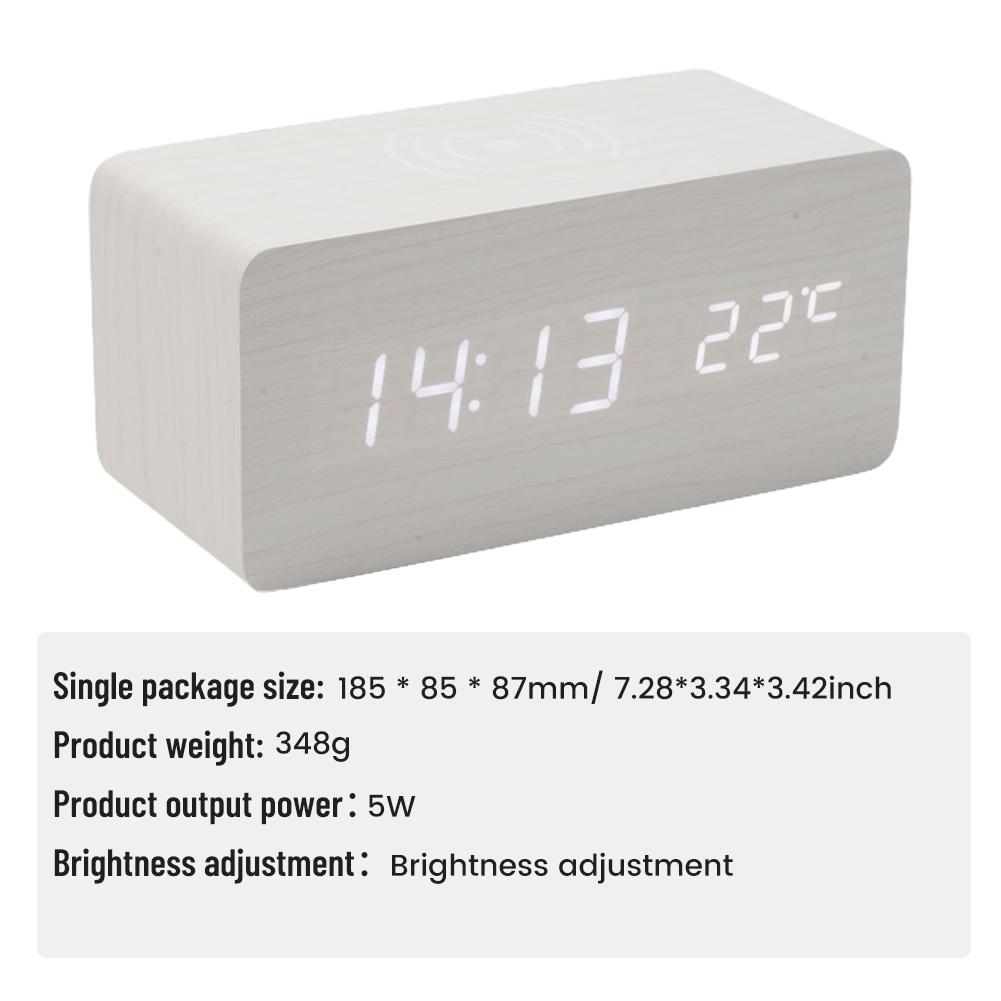 Офисные часы с беспроводной зарядкой, переключатель на 12/24 часа, 185*85*87 мм