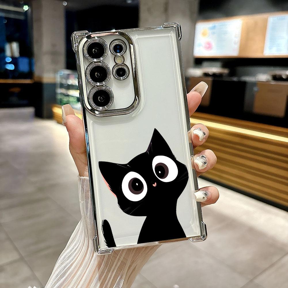 Очки Черно-белый Кот Мультяшный Funda Для Samsung S26Ultra Чехол Для Телефона Для Galaxy S25 FE S26 S24 S23 S22 S21 Ultra S20 Plus Чехол