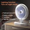 3-Speed Electric Desktop Fan with LED Light Rechargeable Brushless Motor Ultra-quiet Personal Cooling Fan for Home Office