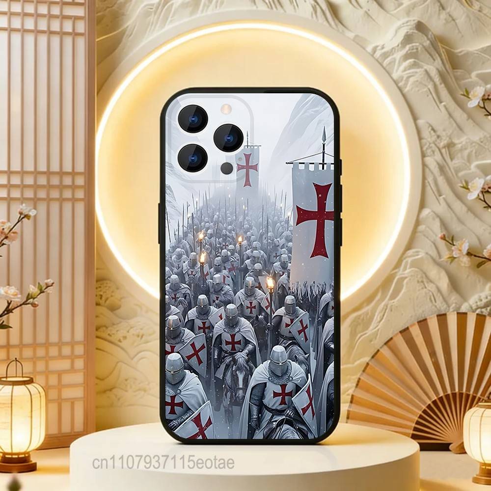 Крестоносец Тамплиер Рыцарь Искусство Черный Мягкий Чехол Для iPhone 17 13 14 15 11 16 12 Pro Max Pro Max Plus E Air Mini Чехол Оболочка для Телефона