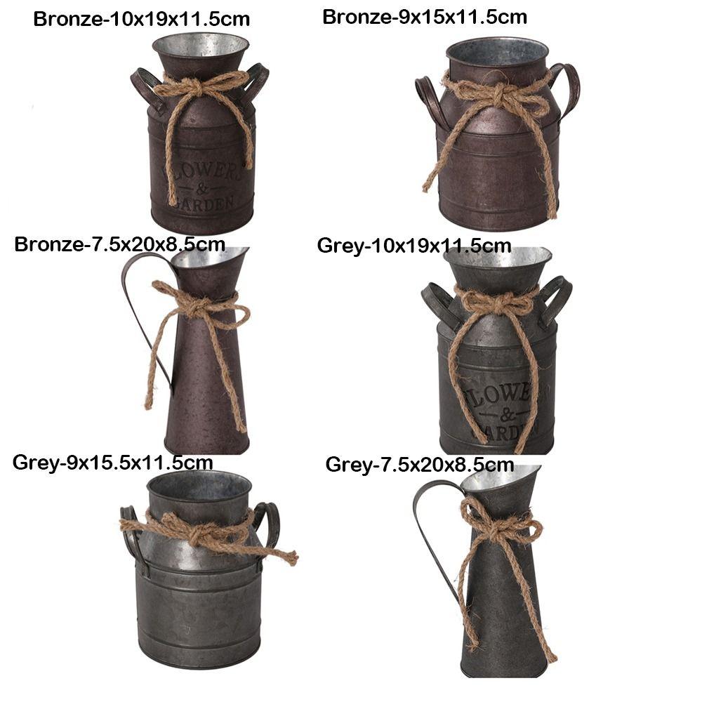 Balcony Flower Pot Vintage Iron Flower Pot Iron Sheet Metal Flower Vase Portable Garden Bucket