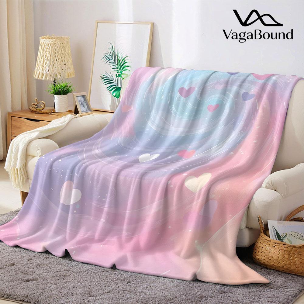 Pastel Heart Galaxy Swirl Flannel Blanket Warm Soft Halloween Christmas Decorative Couch Warm Cozy All-Season Gift