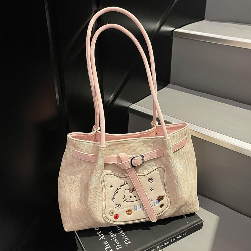 New Fresh Kitty Handbag Stylish Cartoon Large-capacity Tote bag Suitable Shoulder Bag Single Shoulder Bag Kawaii Storage Handbag