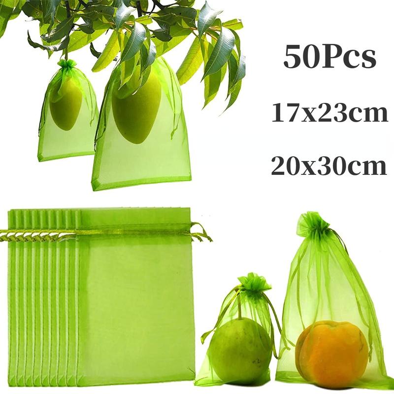 50Pcs Grapes Fruit Protection Bags Garden Mesh Bags Agricultural Orchard Pest Control Anti-Bird Netting Vegetable Bags