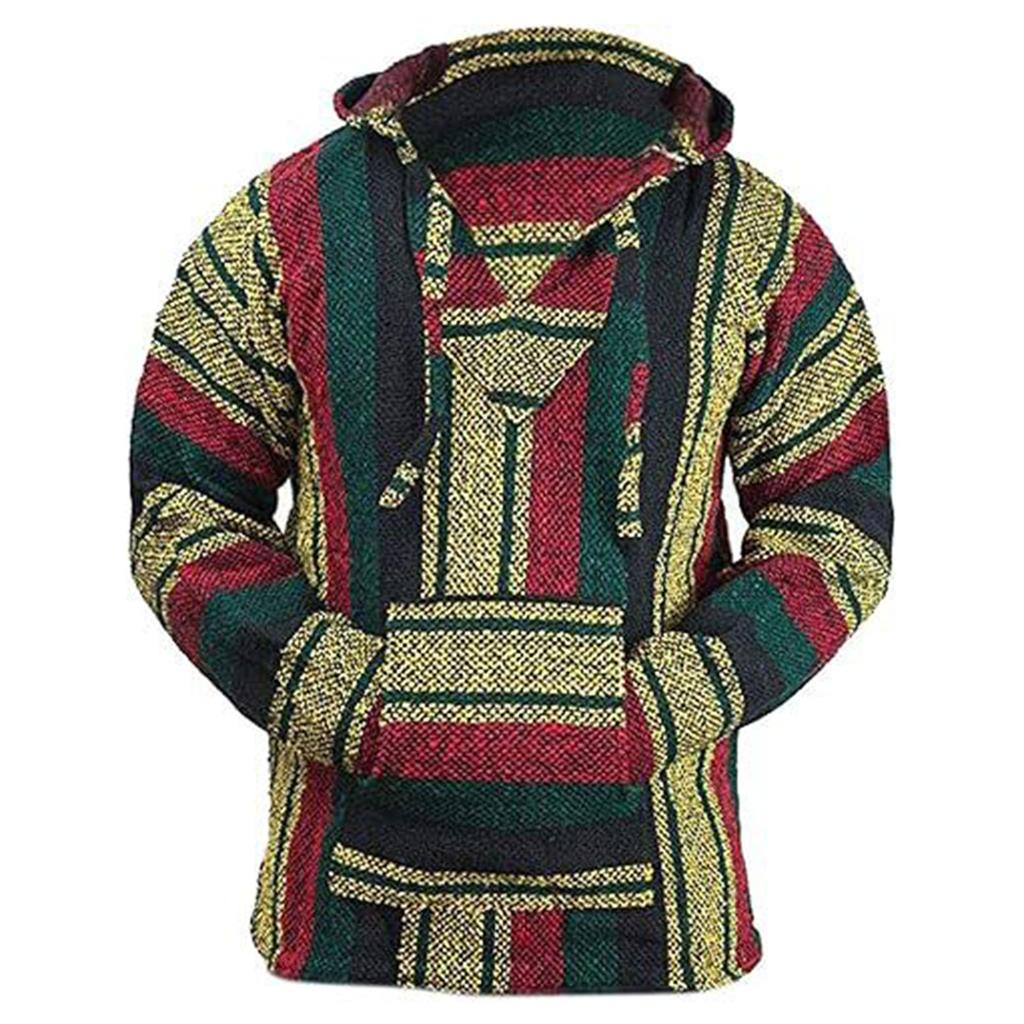 Мужское Худи в Трайбл Стиле Комфортное С Капюшоном С Длинными Рукавами