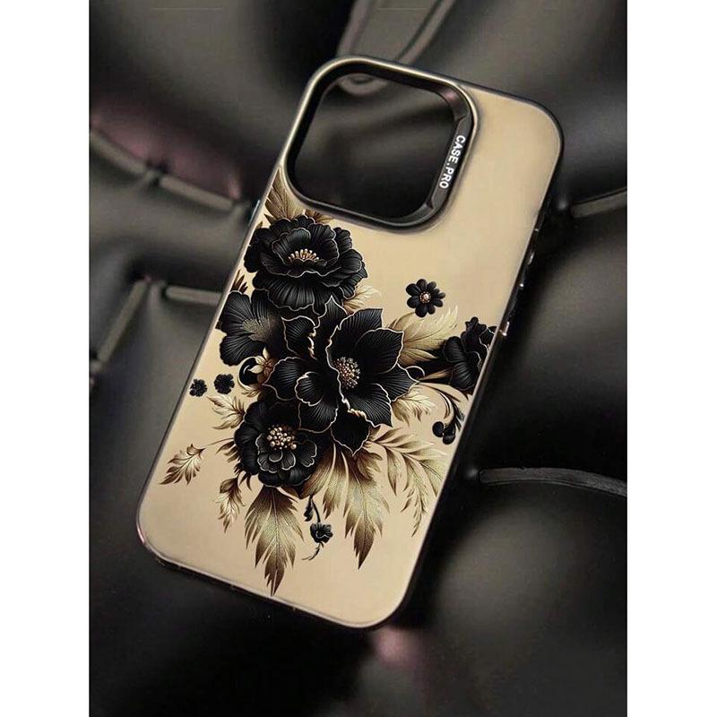 Flower-patterned silver case for iPhone 18, iPhone 14 Pro, and creative frosted protective case for iPhone 13/11 Pro Max.