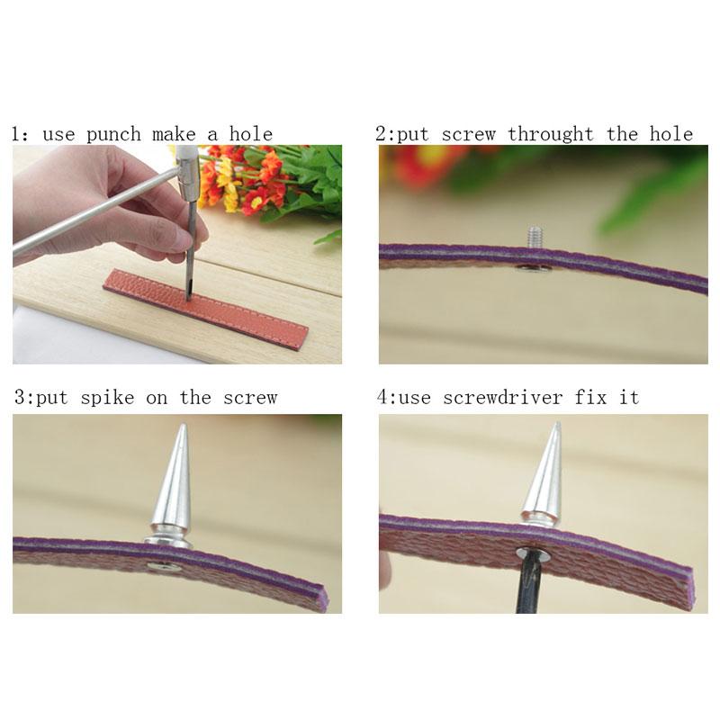 Fashion Luxury 10Sets Metal Punk Sharp Warhead Screw Rivets Studs Crafts Leather Belt Watchband Warhead Head Rivets Spikes Decor Nail Buckles