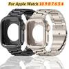 Сплавной корпус+Ремешок из нержавеющей стали для Apple Watch Ultra 2 1 49 мм 46 мм 45 мм 44 мм Полый защитный чехол для Iwatch 10 9 8 7 6