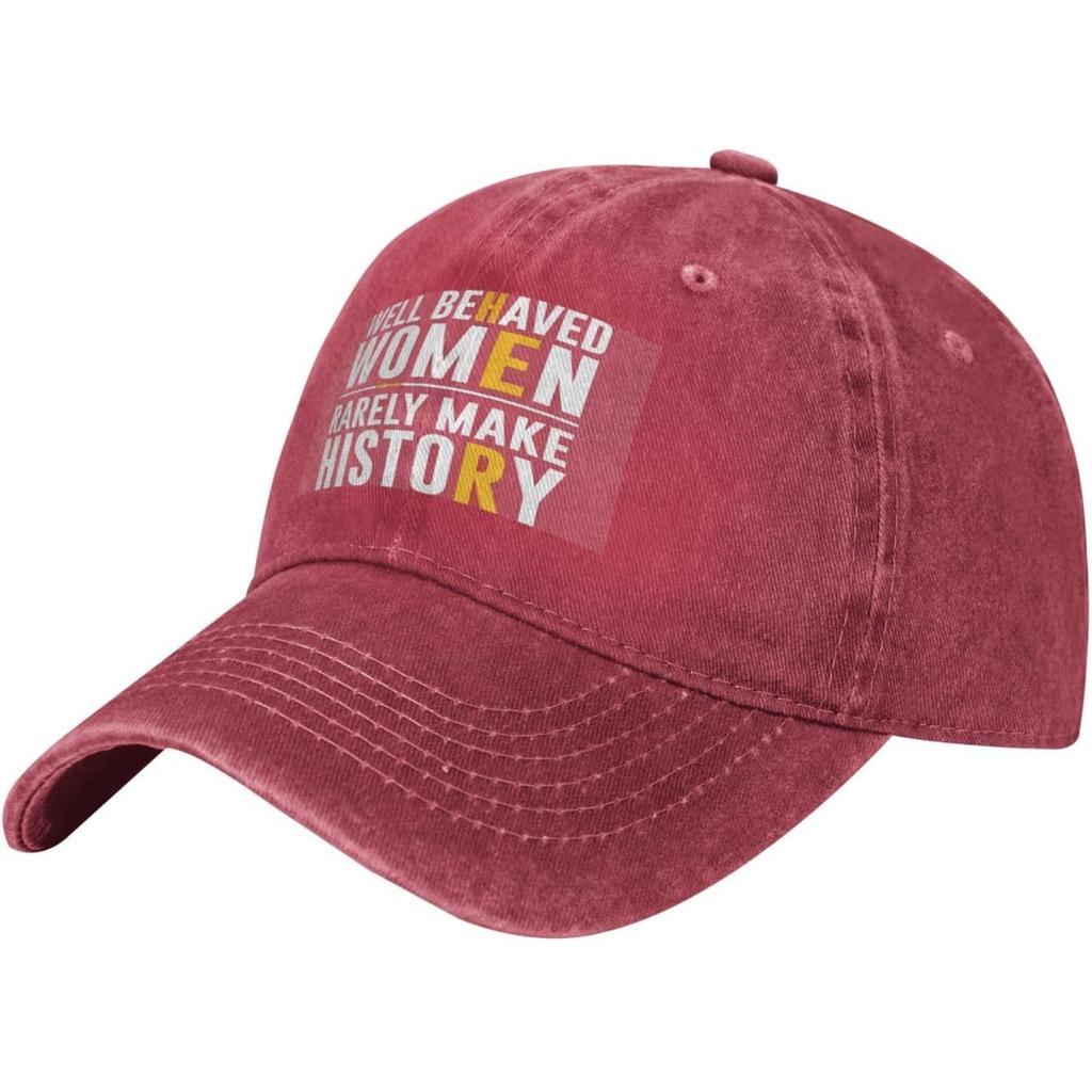 Well Behaved Women Make History Graphic Washed Baseball Cap Casual Distressed Dad Hat Unisex