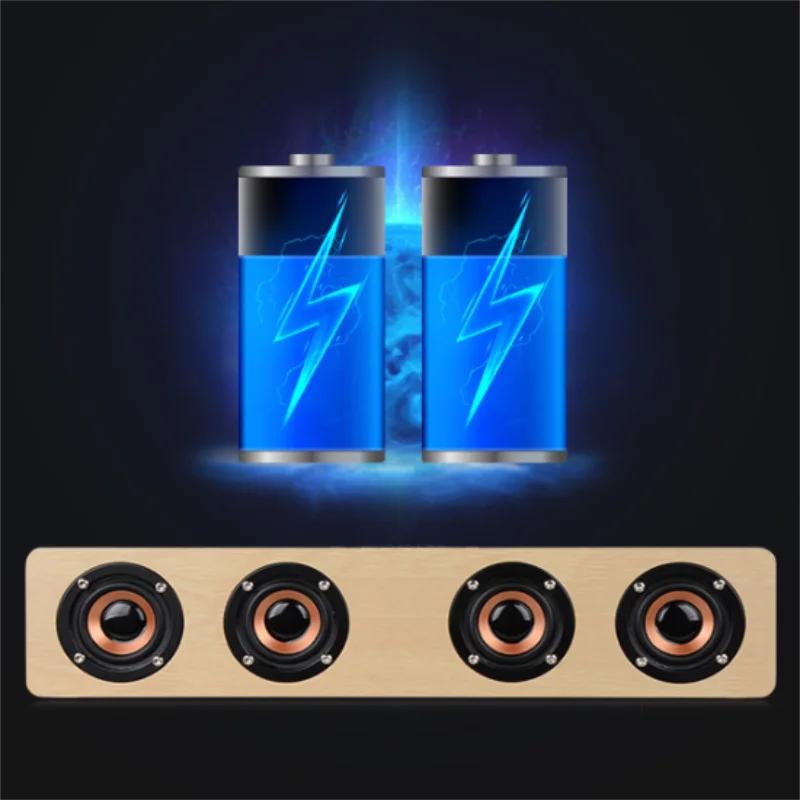 Wooden Soundbar Bluetooth Speaker Music Acoustic System 20W HIFI Stereo Music Surround LED Display Outdoor Speaker With FM Radio