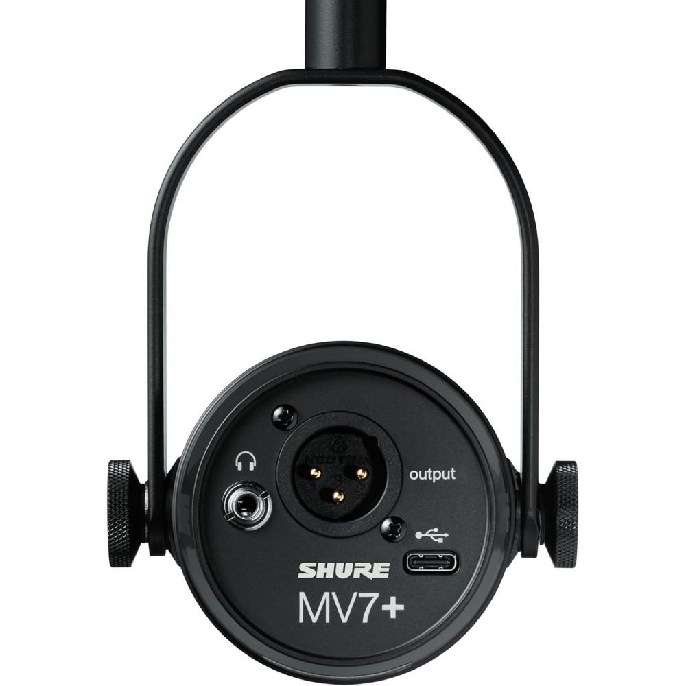 Shure Mv7+ Подкаст-комплект с настольной подставкой Gator Динамический микрофон, сертифицированный Obs
