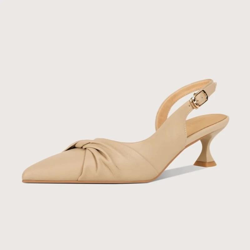 Модные плиссированные босоножки с острым носком для женщин, новые простые босоножки на шпильке, повседневные, удобные, Zapatos Mujer