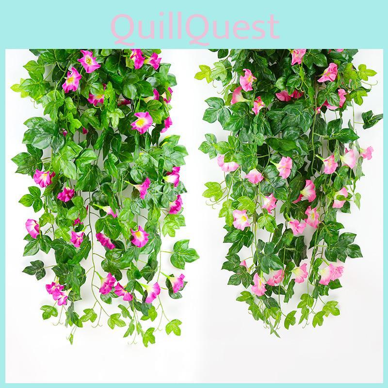 Lifelike Hanging Basket Artificial Flower Morning Glory Vine For Stunning Home Wall Decor