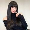 Natural-Looking Black Straight Long Wig with Straight Bangs—Bangs-Style Wig, Perfect for Everyday Wear or Anime Cosplay