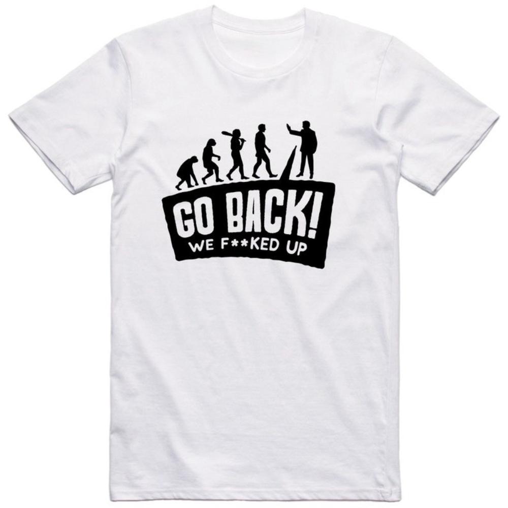 Mens Funny T Shirt Evolution Go Back Printed Tshirt Simple Casual Fashion Woman Man Cotton Vintage Streetwear Shortsleev