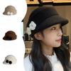 Корейский универсальный берет с цветком Осень и Зима Новая ветрозащитная и теплая шляпа для женщин Отдых на открытом воздухе Шляпа для верховой езды Шляпа газетчика