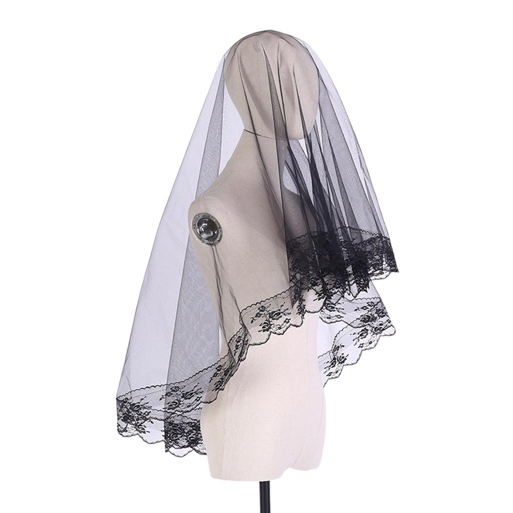 Bridal Veil Bachelorette Party Decorations Bride To Be Gift Bridal Shower Wedding Black Double /Single Layer Floral Lace