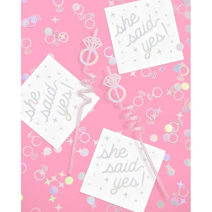 xo, Fetti Bachelorette Party Iridescent Foil Confetti - 200 pc | Engagement Party Decoration, Diamond Ring Table Decor, Bride To Be Bridal Shower