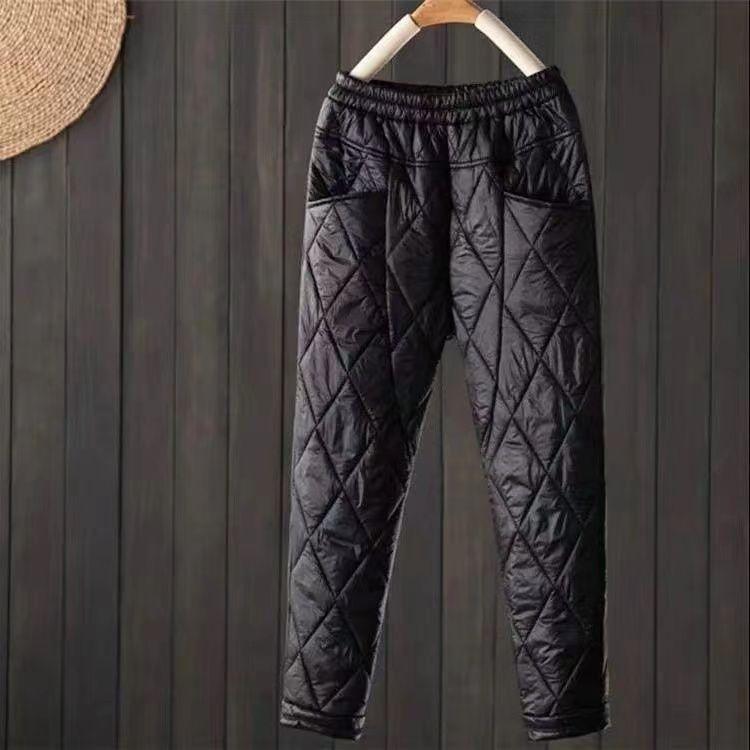 Ultra-thin Down Pants Women's New High-grade Loose Outside Winter Thickened High-waisted Straight Cotton Pants