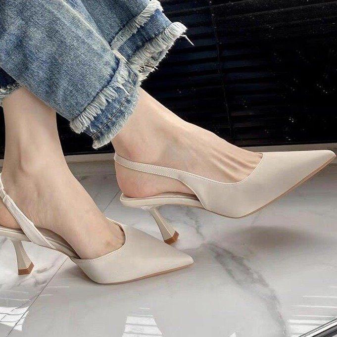 2025 лето новые туфли с острым носком, темпераментные, на маленьком каблуке, с сумкой, на высоком каблуке, женские дышащие шпильки, модные сандалии