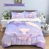 mew Cartoon Pattern Bedding Home Decoration Birthday Gift (1 * duvet cover + 2 * pillowcase, without core)