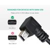 Herfair Мини USB-кабель 6 дюймов, Короткий MiniUSB-кабель, Прямой угол, USB-A на USB-Mini, Кабель для передачи данных и зарядки для видеорегистратора, Зеркала заднего вида, Навигатора,