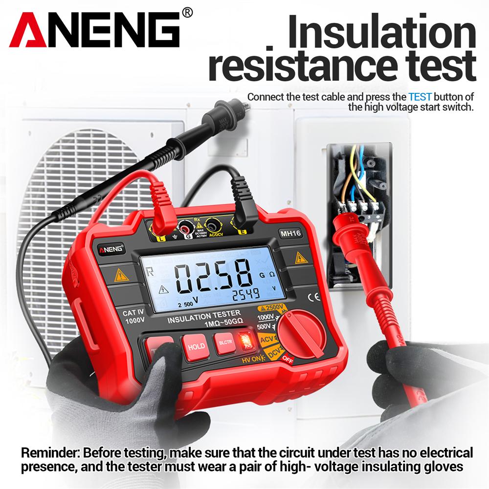 2026 ANENG MH16 Digital Insulation Resistance Megohmmeter High Voltage Earth Ground Resistance Tester LCD Display High Precision Electrical Test Tool