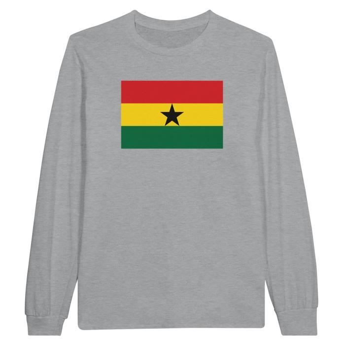 Футболка с длинными рукавами - PIXELFORMA - Drapeau du Ghana - 100% хлопок - Длинные мужчины - Оптимальный комфорт