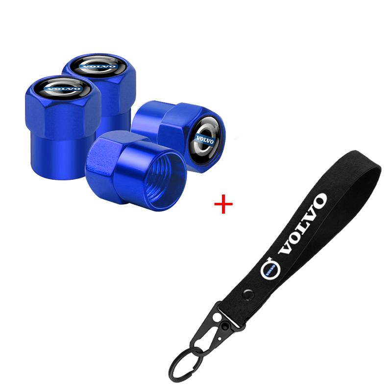 For Volvo ew14Pcs Aluminum Metal Car Tire Valve Cover Car Nylon Keychain Accessorie For volvo Rdesign XC60 XC90 V40 V50 V60 V70 V90 T6 AWD