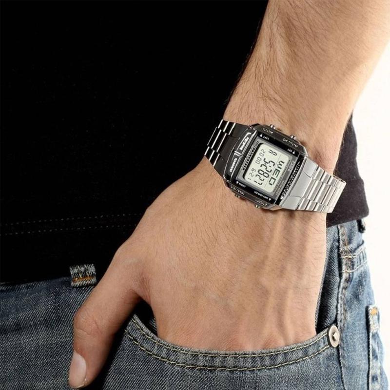 Casio Серия YOUTH - металлический маленький квадрат, ретро уличный маленький серебряный самородок, водонепроницаемый, деловой, кварцевый механизм, ремешок из нержавеющей стали, DB-360-1A