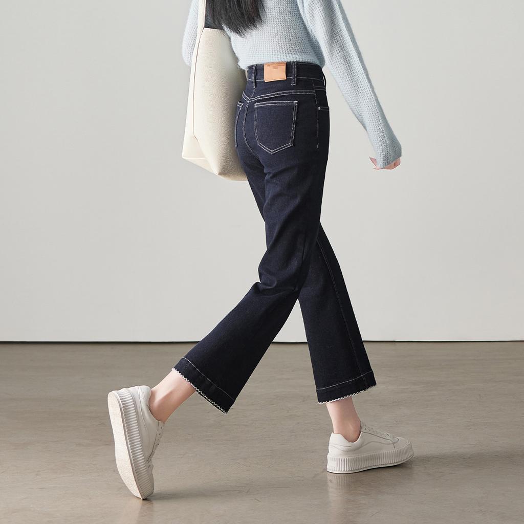 Embroidered high waisted jeans for women in spring 2026, fashionable and versatile, slimming flared pants